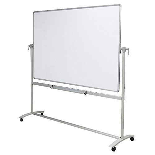 VIZ-PRO Double-Sided Non-Magnetic Office Whiteboard/Mobile Easel, 72 x 48 inches, Steel Stand
