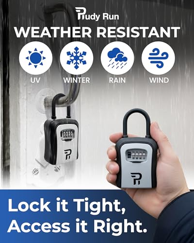 Rudy Run Key Lock Box for Outside – Large Outdoor Lockbox for Keys with Code, 4-Digit Combination Hidden Safe to Hide a Key Outside, Portable Safe Key Storage, 6.7 in, 2 Packs