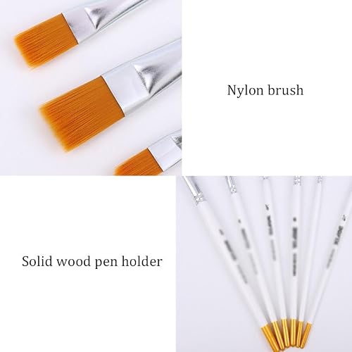 BXFIRS White Solid Wood Art Paintbrush Sets Nylon Hair 6 Combination Brush Set