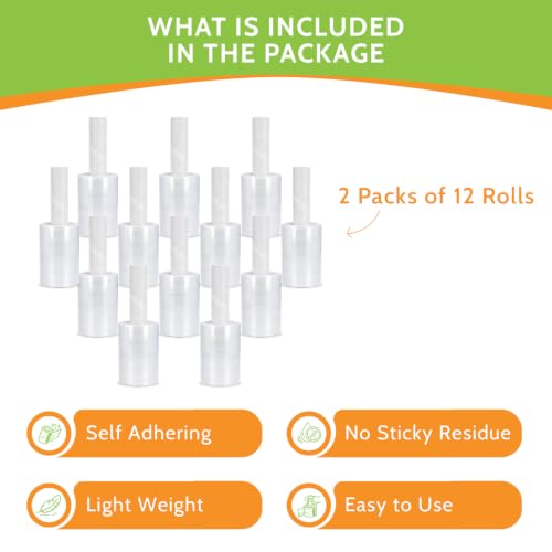 PSBM Mini Extended Core Platic Stretch Film Wrap 5" x 1000' 80 GA 24 Rolls
