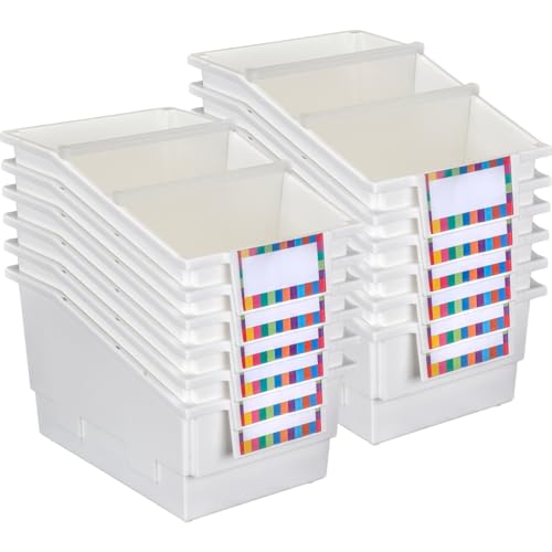 Really Good Stuff White Chapter Book Library Bins with Dividers, 12-Pack