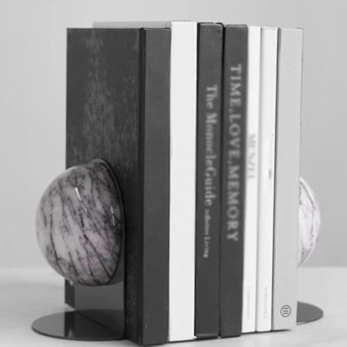 Book Organizer Marbled Bookends Desk Top Decorations for Home Library Office