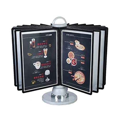ZOCWJK Desktop Reference Organizer - Catalog Display Rack, 10 and 20 Documents Desktop Reference System, Durable Desk Display Unit, Deluxe Catalog Display Racks, for Restaurant Menu,Silver-10pages
