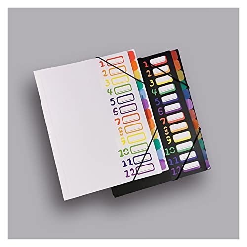 Filing Envelopes 12 in Multi-Page Classification Folder Holder Storage Bag A4 File Sorter Helper Plastic Folders (Color : BK)