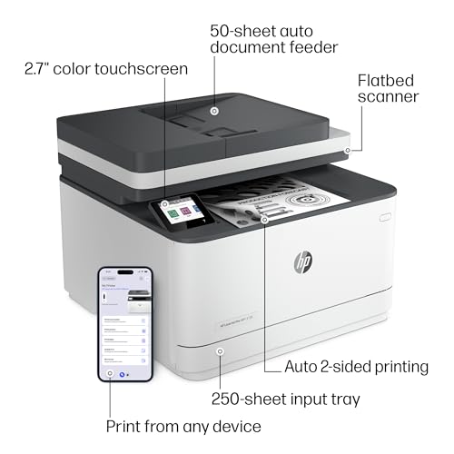 HP LaserJet Pro MFP 3105sdw Wireless Printer, Print, scan, Copy, Fast speeds, Easy Setup, Mobile Printing, Advanced Security, Best-for-Office, AI-Capable (3G646A)
