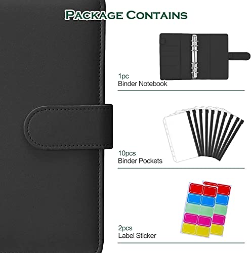 ONMYJFD 13 Pieces A6 Binder Notebook Cover Budget Envelopes System with 10Pcs Clear Zipper Pockets/2Pcs Label Stickers(C)