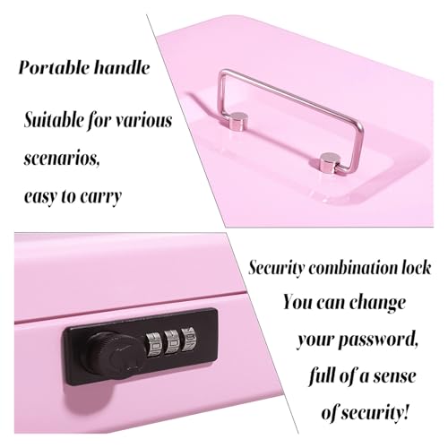 Key Lock Box Safe Storage Waterproof Organizer Secret Cabinet Outdoor Money,Money Tin with Cash with Coin Tray for Petty Coins Notes