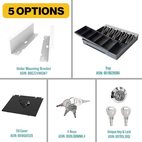 HK SYSTEMS 16inch "Stainless Steel" Front White Heavy Duty POS Interface Cash Drawer with 5Bill/5Coin