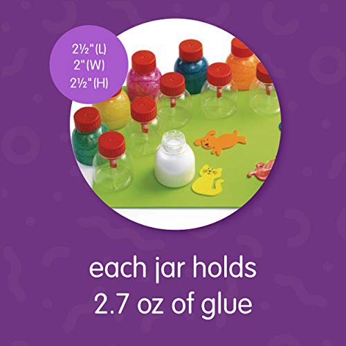 Colorations Glue Jars Set of 12, Empty Glue Bottles with Brushes