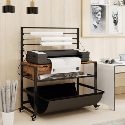 Natwind Wide Format Printer Stand, Plotter Workbench Table,Retro
