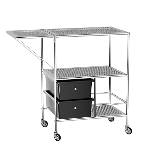 Rolling Storage Cart, 3 Tier Storage Drawer Carts, carbon steel Multipurpose Mobile Rolling Utility Cart, with Storage Drawer Utility Cart Storage for Home Office