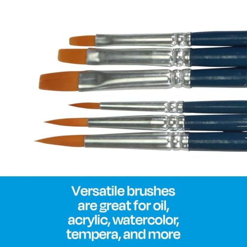 Sax True Flow Golden Synthetic Taklon Paint Brushes, Assorted Sizes, Set of 108