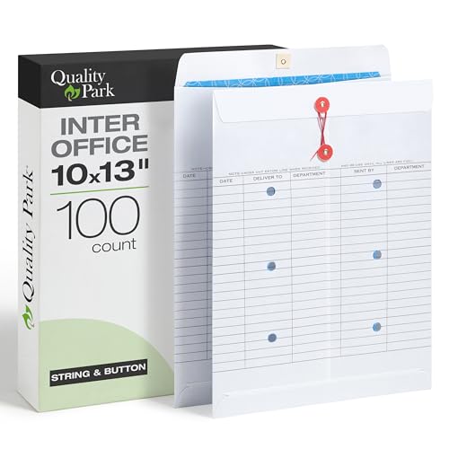 Quality Park Inter-Department Envelopes, String-and-Button, White, 10 x 13, 100 per Box, (63663)