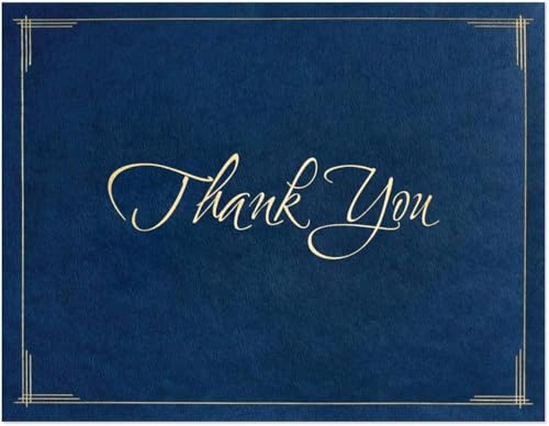PaperDirect Thank You Certificate Jackets, 9 Inches x 12 Inches Folded, Blue with Gold Foil, Certificate Cover for School, Work, Diplomas, Graduation & Awards, Certificate Holder, Pack of 50
