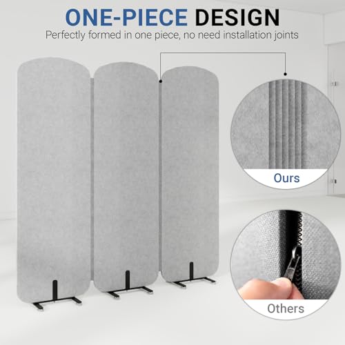 Natwind 3-Panel Portable Room Divider, 73.2'' x 71'' Office Partition,Grey