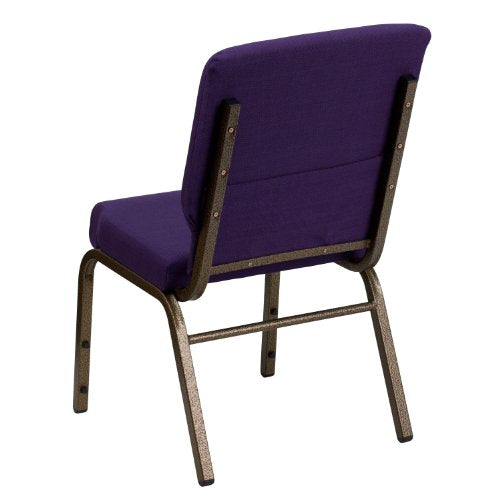 Classroom Essentials Auditorium Chair - Stacking Padded Chair - 19inch Wide Seat - Royal Purple Fabric/Gold Vein Frame