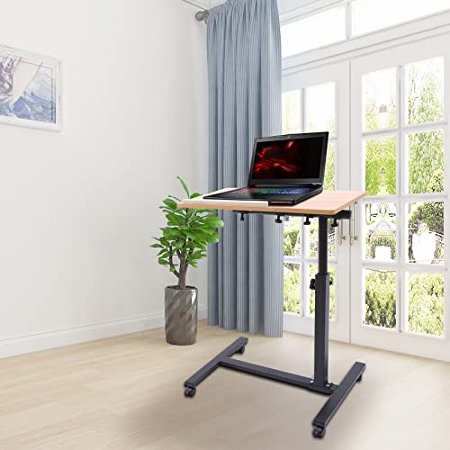 Adjustable Laptop Desk with Wheels, Rolling Standing Computer Desk with Tiltable Tabletop, Mobile Laptop Cart with Lockable Wheels, Height Adjustable Workstation for Home Office Bedroom,23.62x13.58In