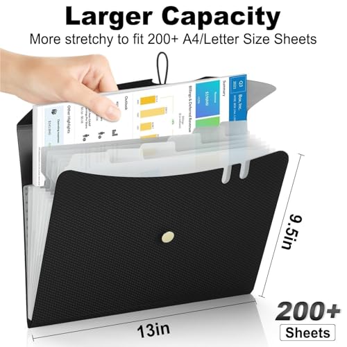 Expandable Accordion Filing Folders Expanding File Folders, A4 Size Accordion Organizer, 7 Pockets for Documents, for School Office Supplies(Purple)