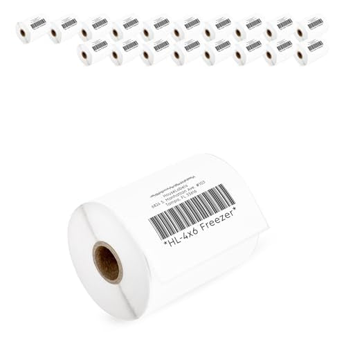 HouseLabels Compatible with Zebra, 1" Core, Premium Freezer, 4" x 6"