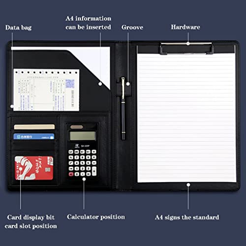 Padfolio Organizer Binder,portfolio, A4 Portfolio Organizer Folder PU Leather Business Padfolio Notebook with Letter Size Clipboard Interview/Resume Document Holder(Rose Red,12 Bit 3*note pad)