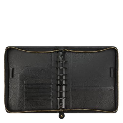 FranklinCovey - Tyler Ring-Bound Binder for FranklinCovey Planners | Leather - Zipper Binder (Classic, Black)