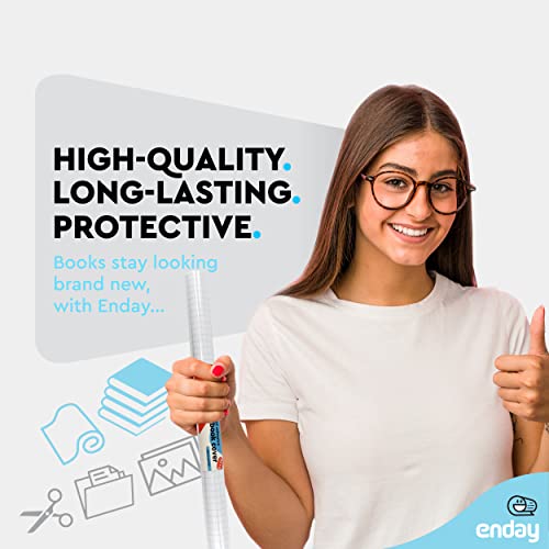 Clear Contact Paper, 13.5” x 5-Feet, Transparent Self Adhesive Book and Textbook Covers for Paperbacks and Hard Covers, Plastic Protective Covering Contact Paper Roll, Acid Free, 48 Rolls – by Enday