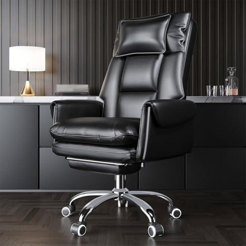 Executive Chair Comfortable Managerial Chairs Home, 360° Rotation Computer Chair, Ergonomic Office Chairs with Headrest, Bearing 150KG(Black)