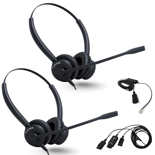 XS 825 Wired Telephone Headsets with Microphone for Office Training, Agent Coaching, Monitoring, Onboarding - Desk Phones Compatible with Yealink, Poly, Cisco, Avaya, Mitel (Stereo, Basic Bundle)
