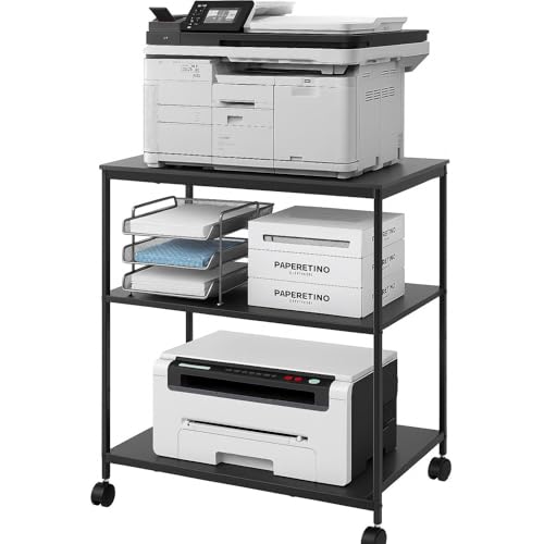 31.5" Heavy Duty Large Printer Stand with Adjustable Storage Shelf, Black