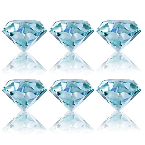 6pcs Cyan Blue Crystal Diamond Paperweight Sparking Glass Diamond Jewels Wedding Decorations Table Centerpieces Home Decor