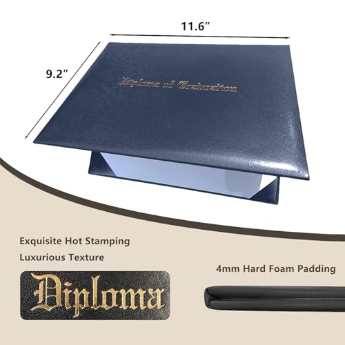 Goprety Diploma Holder,Diploma Cover,Diploma Folder - Smooth Leather Imprinted Tent Style for Graduation Certificate,8.5"x11",for Graduates,Students,Commencement Ceremony,Navy Blue,12-Pack