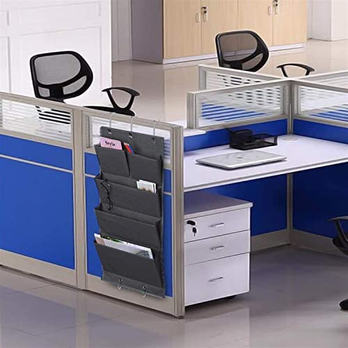 Magazine Holder File Rack Household Hallway Wall-Mounted Storage Rack Office Office Supplies Folder Document Holder 5 Pockets with Metal Hooks Magazine File Holder