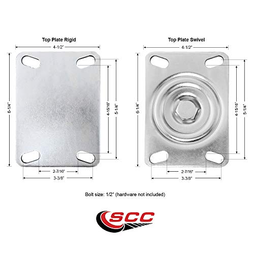 4 INCH Solid Poly Caster Set with Ball Bearings 2 Swivel 2 Rigid
