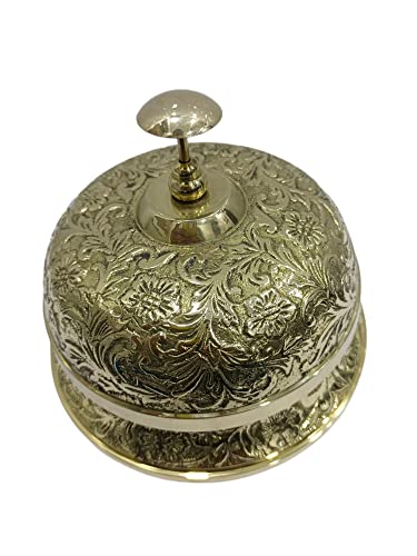 Navirock Solid Brass Victorian Service Desk Bell, Handcrafted