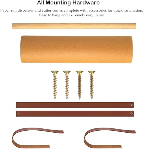 Kraft Paper Roll Display Kraft Paper Roll Dispenser Wall Mounted, Includes 50 Meter Long Brown Kraft Paper Roll, for Kitchen/Farmhouse/Cafe for Office Coffee Shop.64cm/25.2in