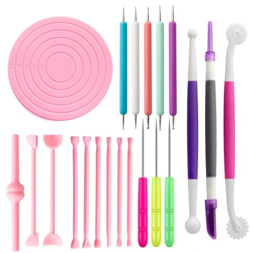 QVEZPRYX Clay Tools 21 Sets Decorated Drill Pen DIY Carving Thousand Doll Eye Turntable