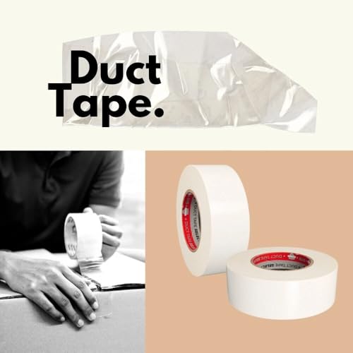 White Heavy Duty Duct Tape, 2 Inch x 60 Yards, 24 Pack, 9 Mil Thick, Strong & Flexible All-Weather Tape, Easy Tear by Hand