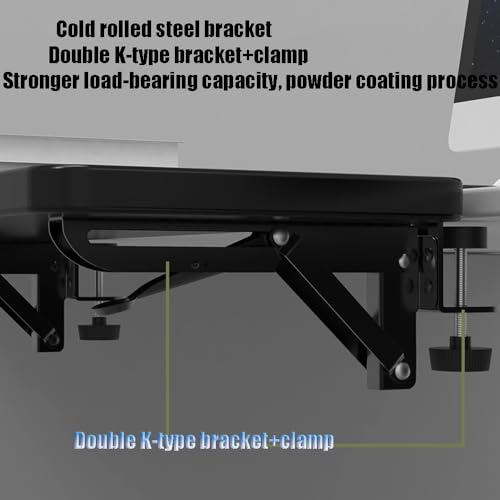 ZYXQQJ Clamp On Keyboard Drawer Platforms Desk Extender Shelf Foldable Board Table Mount Arm Rest Shelf for Home Office Worktops Computer(Wood,65cm)
