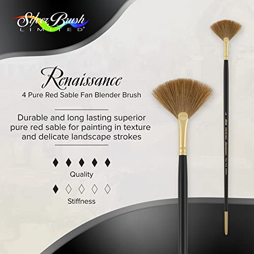 Silver Brush Limited Renaissance Fan Watercolor and Oil Brush, Size 4