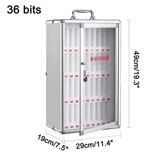 12/24/36 Slots Aluminum Alloy Pocket Chart Storage Cabinet for Cell Phones Wall-Mounted Cell Phone Locker Box with A LockedCan Be Carried by Hand for Office Classroom (Color : Silver, Size : 36)