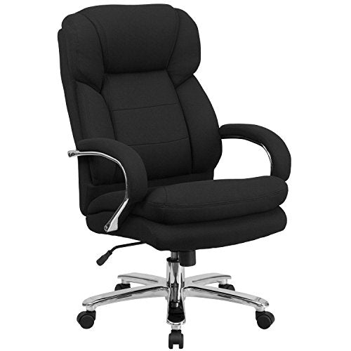 BizChair 24/7 Intensive Use Big & Tall 500 lb. Rated Black Fabric Executive Ergonomic Office Chair with Loop Arms