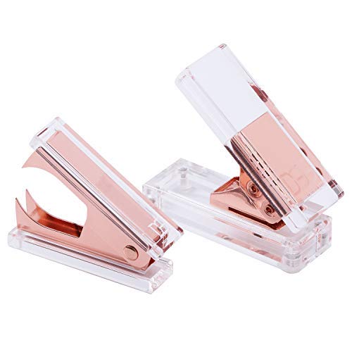 Rose Gold Acrylic Hole Punch and Staple Remover by DS DRAYMOND STORY - Desktop Stationery Series (Wedding Gift Ideas for Guests)