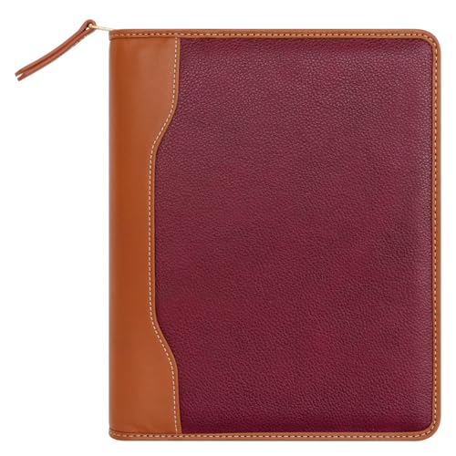 FranklinCovey - Jody Ring-Bound Binder for FranklinCovey Planners | Leather - Zipper Binder (Classic, Deep Red)