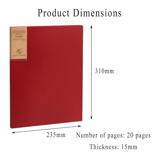 2 Pack Binder, Portfolio Presentation Book,Folder Display, Multiple Pages File Organizer, Report, with 20-Pocket/Red(Brown)