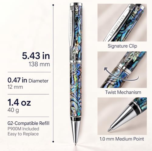 LACHIEVA LUX Abalone Shell Ballpoint Pen, Luxury Gift for Men and Women