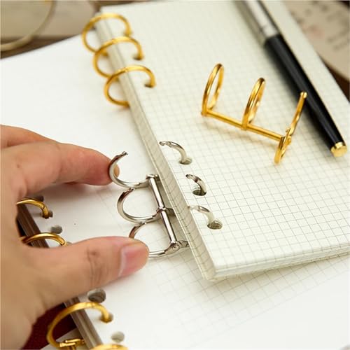 Notebook Rings 20pcs 3-Rings Clip Loose Leaf Buckle DIY Photo Album Card Menu Circular for Book Binding(Golden)