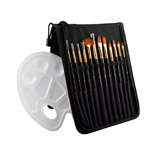 UOHLCX HBJWOV 12 / Set Nylon Hair Wooden Handle Water Color Painted Brush Pen Wash Scraper Acrylic Painting Art Coating Brush(D)