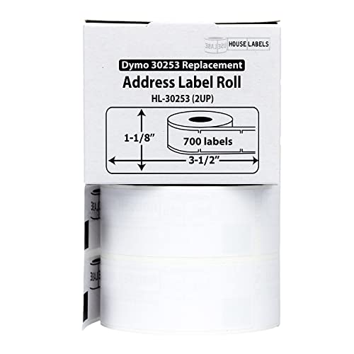 HouseLabels Compatible with Dymo 30253 Labels, 1-1/8" x 3-1/2"