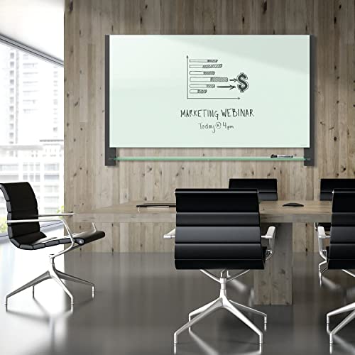 Quartet Glass Whiteboard, Magnetic Dry Erase White Board, 85" x 48", Wide Format with Invisible Mount, Black Aluminum Frame, Evoque (G8548BA)