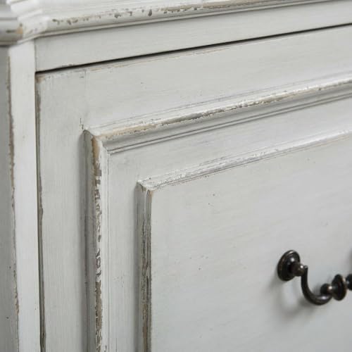 Bison office Antique White Credenza, European Traditional Style, Rubberwood Solids, White Oak and Birch Veneers, Ample Storage, Durable Construction